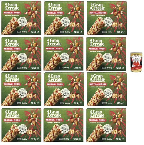 Italian Gourmet Chips Mulino Bianco, Gran Cereale - Snack, Riegel mit 4 Getreide Mandeln und Blaubeeren - Frühstück und süße Snacks- 12x 125 gr + Italian Gourmet polpa 400g 8032804040014
