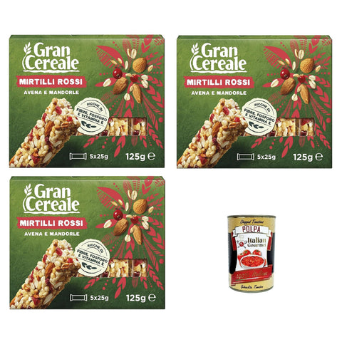 Mulino Bianco Gran Cereale Snack, Riegel mit 4 Getreide Mandeln und Blaubeeren Frühstück und süße Snacks 3x 125 gr italienisch Original
