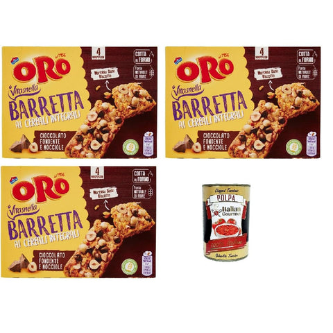 ORO Saiwa Barretta ai Cereali Integrali e al Cioccolato Fondente e Nocciole, Riegel snack mit Ganzes Getreide und dunkle Schokoladen und Haselnüsse 3x 160 g italienisch Original