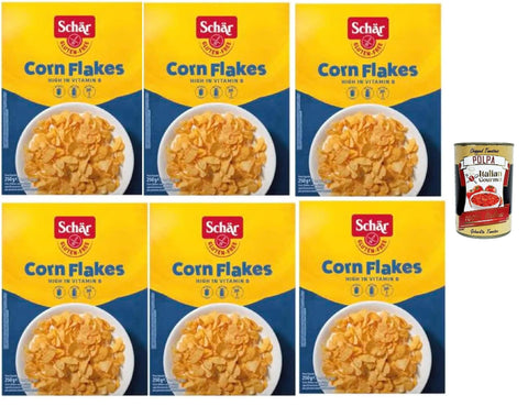Italian Gourmet Chips Schär Corn Flakes Dietetici senza Glutine, Müsli, Maisflocken Gluten -freie Diäten 6x 250 gr + Italian Gourmet polpa 400g 8032804040014