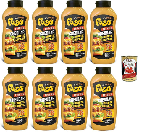 Italian Gourmet Cocktailsaucen FUSO, burger sauce, Formaggio Cheddar Crema in Squeeze Box, GESCHMOLZENER KÄSE Cheddar Cream, sauce Cream, 8x 950 g + Italian Gourmet polpa 400g 8032804040014