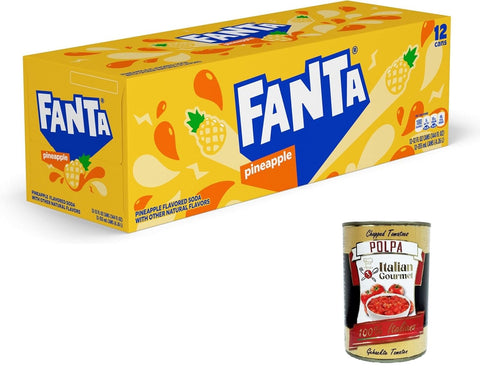 Italian Gourmet Cola & Limonade Fanta Pineapple, bevanda all'ananas Ananasgetränk 12x 355 ml+ Italian Gourmet polpa 400g 8032804040014