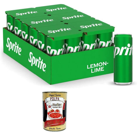 Sprite Zitronen-Limetten-Geschmack geringer Zuckergehalt natürlich erfrischender Geschmack prickelndes alkoholfreies Getränk- à 330 ml 24 Dosen italienisch