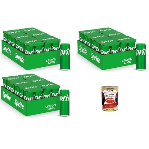 Sprite Zitronen Sprite Zitronen Limetten Geschmack, geringer Zuckergehalt, natürlich erfrischender Geschmack, prickelndes alkoholfreies Getränk 72 Dosen à 330 ml italienisch Original