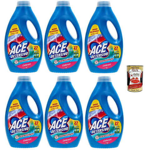 ACE+ ACE Detersivo Lavatrice Colorati Waschmaschine Flüssigwaschmittel Wirksam bei allen Arten von Flecken 6x1350ml Original italienisch Haushalt