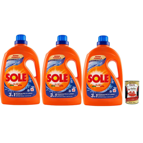 Sole Bianco Splendente, Flüssigwaschmittel für die Waschmaschine. Schützt die Farbe und entfernt Flecken bei niedrigen Temperaturen, 41 Wäschen, 3x 1845 ml italienisch Original