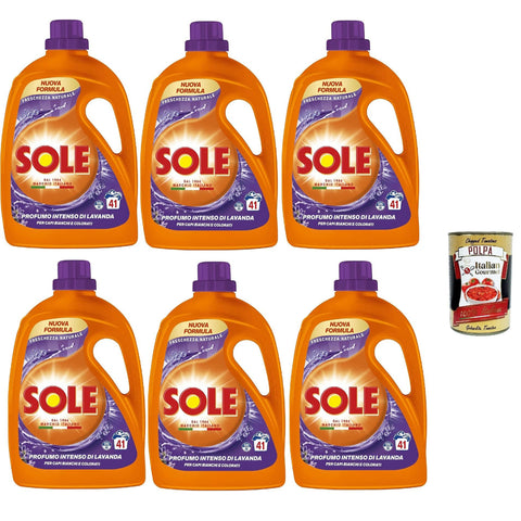 Sole Freschezza Naturale Lavanda Desinfektionsformel natürliche Frische Flüssigwaschmittel für die Waschmaschine entfernt Flecken bei niedrigen 6x1845 ml 41