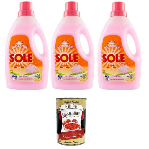 Sole Klassisches Waschmaschinenwaschmittel für empfindliche Kleidung mit Patchouliöl 3x1l Original italienisch Haushalt