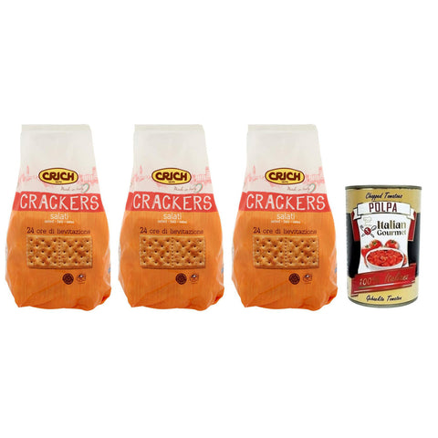 Crich Crackers Salati,Gesalzen Snack,Ballaststoffreiche,Cracker mit Salzkörnern und Sauerteig 750 g italienisch Original
