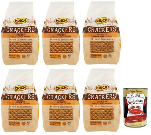 Crich Crackers Integrali, Ballaststoffreiche Vollkorncracker Cracker mit Sauerteig 6x750g Original italienisch Snack