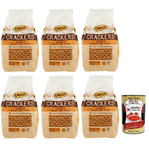 Crich Crackers Integrali, Ballaststoffreiche Vollkorncracker Cracker mit Sauerteig 6x750g Original italienisch Snack