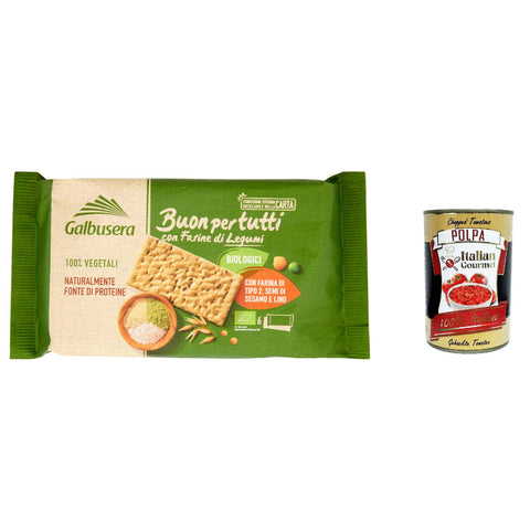 Galbusera Buonpertutti Cracker mit biologischem Hülsenfrüchten Mehl mit Typ 2 Mehl, Sesamsamen und Leinen 240 g italienisch Original