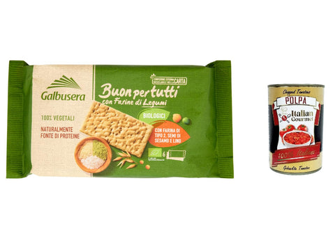 Galbusera Buonpertutti Cracker mit biologischem Hülsenfrüchten Mehl mit Typ 2 Mehl, Sesamsamen und Leinen 240 g italienisch Original