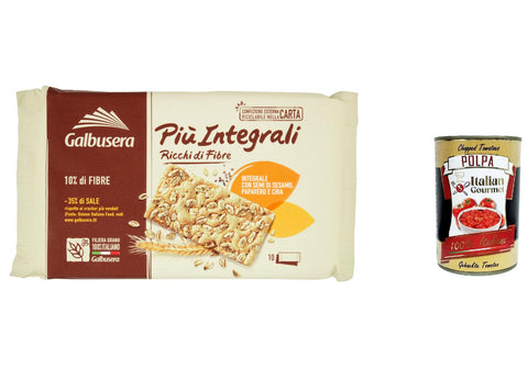 Galbusera PiùIntegrali Ricchi di Fibre, Vollkorn crackers die reich an Ballaststoffen sind 6x380g Original italienisch Snack