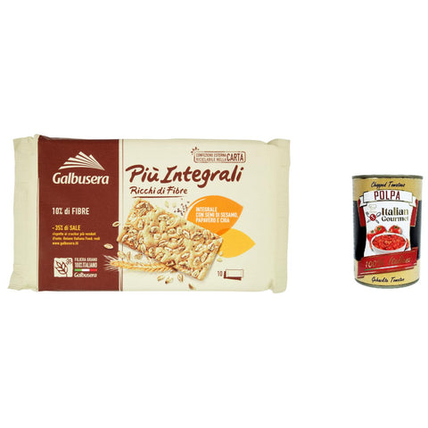 Galbusera PiùIntegrali Ricchi di Fibre, Vollkorn crackers die reich an Ballaststoffen sind 6x380g Original italienisch Snack