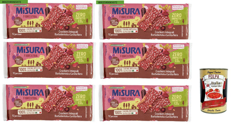 Misura Crackers Integrali Vollkorncracker mit Roter Bete und schwarzer Karotte, 15 % Ballaststoffe und 100 % 6x385g Original italienisch Snack