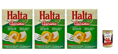 Italian Gourmet Crème Fraîche, Sauerrahm & Sahne Halta Cucina UHT Kochcreme, 200 ml, 3er Pack, Ideal für Pasta, Soßen und Pizza,+ Italian Gourmet polpa 400g