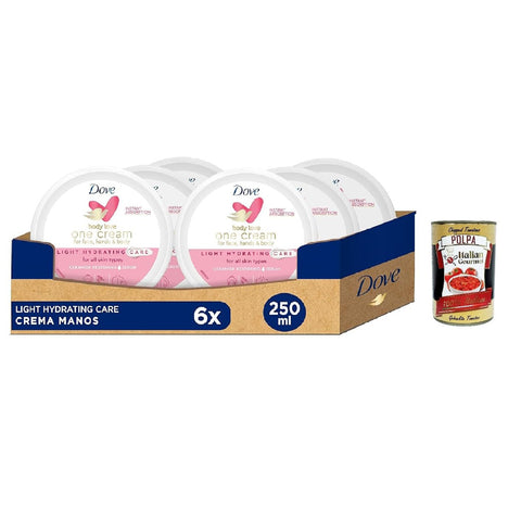 Dove body love one cream for face, hands & body Light Hidrating Care 250 ml, Leichte Feuchtigkeitscreme für Körper, Hände und Gesicht 6x250 ml italienisch