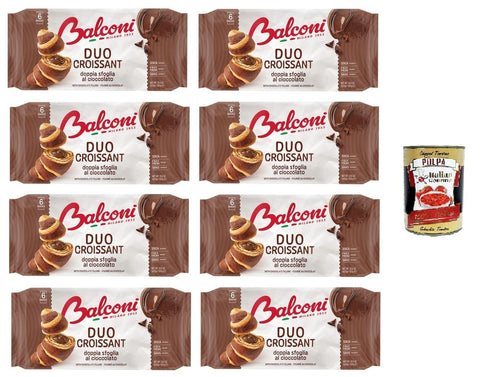 Balconi- Croissant DUO cacao Doppelschichtiges Schokoladen-Croissant DUO Kakao 8x300 g italienisch Original Gebäck + gratis polpa 400 g