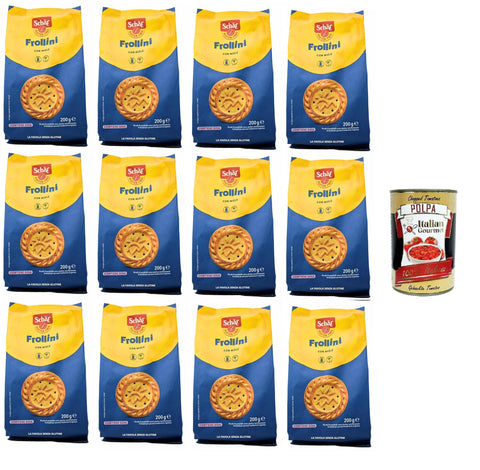 Italian Gourmet Cupcakes Schar Frollini senza lattosio con Miele Laktosefreie Kekse mit Honig 12x200 g+ Italian Gourmet polpa 400g 8032804040014