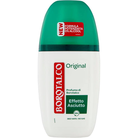 Borotalco Vapo Deodorant mit Microtalc, Absorbiert Schweiß, Alkoholfrei, Talkumpuder Duft 12x75ml Original italienisch Pflege