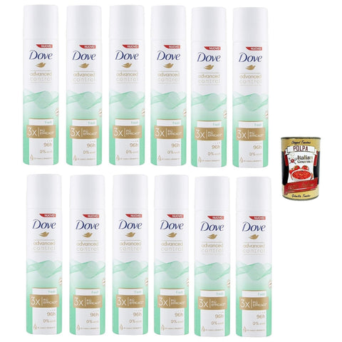 Dove Advanced Control Fresh Deodorante Spray 0% Alkohol, 96h Schutz Deodorant 12x100ml Original italienisch Pflege