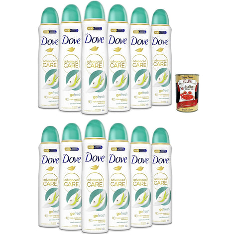 Dove Deodorant Spray Advanced Care Go Fresh Birne und Aloe Vera, deo Mit feuchtigkeitsspendenden und empfindlichen Formel auf der Haut,ohne Alkohol, 72 Stunden, 12x 150 ml italienisch Original