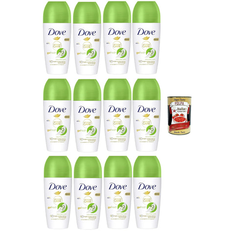 Dove Deodorante Roll On Advanced Care, Gurke und grüner Tee, Anti Degraining Deodorant, empfindliche Formel mit dreifacher Feuchtigkeitswirkung,48 Stunden, 12x 50 ml italienisch Original