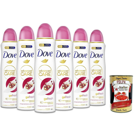 Dove Deodorante Spray Advanced Care Go Fresh Pomegranate, deo Mit feuchtigkeitsspendenden und empfindlichen Formel,ohne Alkohol, 72 Stunden, 6x 150 ml italienisch Original