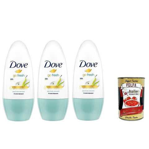 Dove Go Fresh Aloe und Birne Deodorante Roll On, 48h Schutz Deodorant 3x50ml Original italienisch Pflege