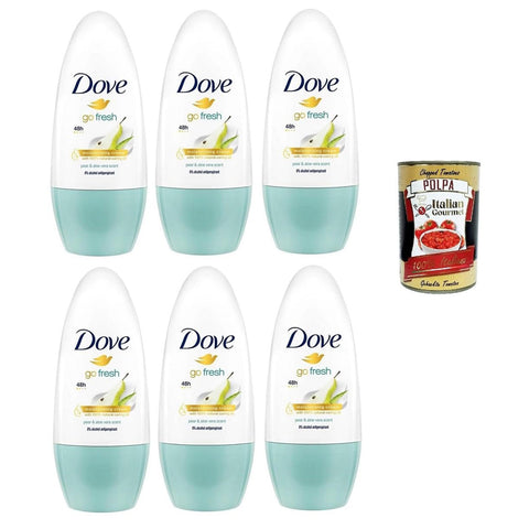 Dove Go Fresh Aloe und Birne Deodorante Roll On,48h Schutz Deodorant 6x 50 ml italienisch Original
