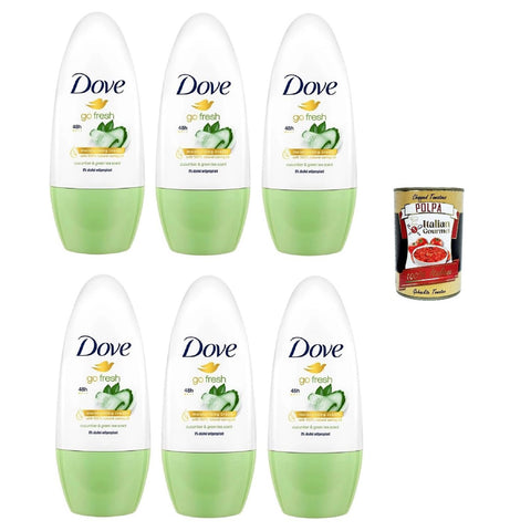 Dove Go Fresh Frische Gurke und Grüner Tee Deodorante Roll On,48h Schutz Deodorant 6x 50 ml italienisch Original