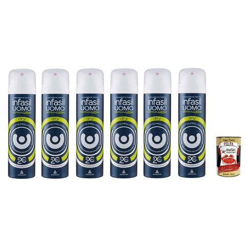 Infasil Deo Spray für Herren, Derma48H Dry, hervorragender Schutz gegen überschüssiges Schweiß, 6x 150 ml italienisch Original