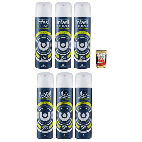 Infasil Deo Spray für Herren Derma48H Dry, hervorragender Schutz gegen überschüssiges Schweiß, Deo 6x150ml Original italienisch Pflege