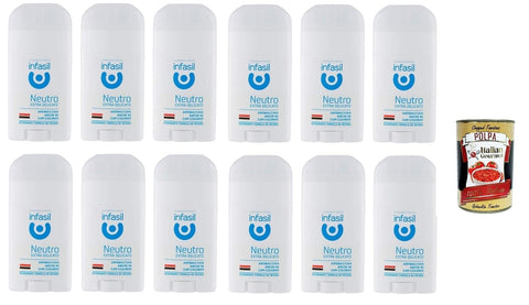Italian Gourmet Deo Infasil Deodorant Neutro Extra Delicato Deo Stick - Deodorante Ohne Aluminiumsalze 12x 50ml + Italian Gourmet polpa 400g