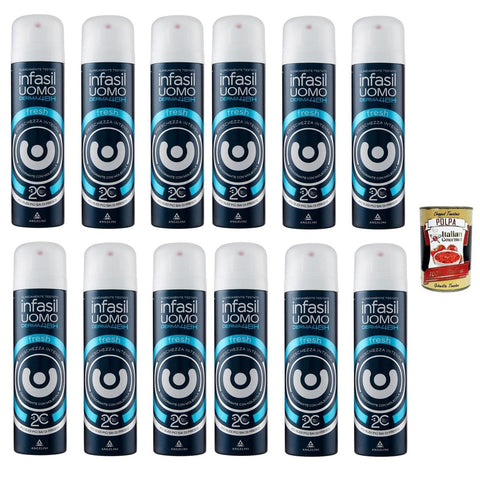 Infasil Deospray für Herren Derma 48h Fresh mit Molekül 2C, intensive Frische, Deo 12x150ml Original italienisch Pflege
