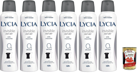 Lycia Deodorant Invisible Anti Flecken, Trockener Effekt, 48H deo 6x150 ml italienisch Original