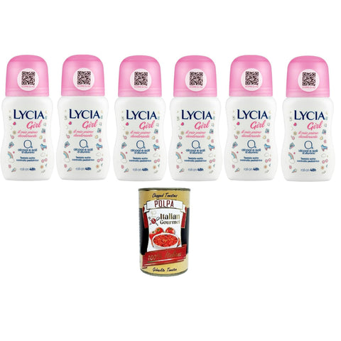 Lycia Girl Deodorant Roll on, 0% Alkohol und Aluminiumsalze 6x50ml Original italienisch Pflege