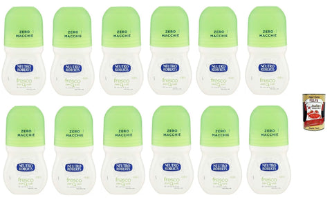 Italian Gourmet Deo Neutro Roberts, Deodorante Roll On Fresco, Ohne Aluminiumsalze, Keine Flecken, Duft aus Grüner Tee und Limette, Deodorant Unisex, 12x 50ml + Italian Gourmet polpa 400g 8032804040014