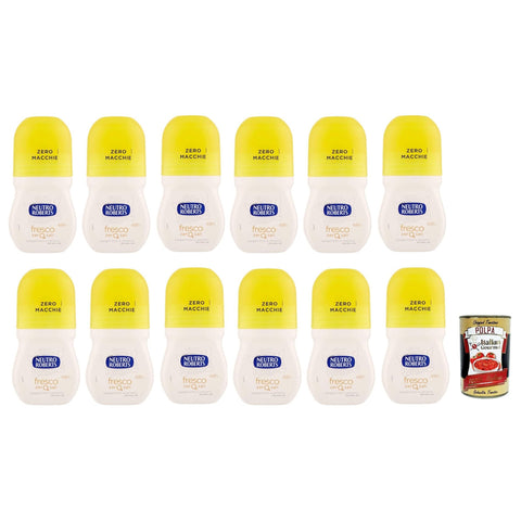 Neutro Roberts Deodorante Roll On Fresco, Ohne Aluminiumsalze, Keine Flecken, Zitrusduft aus Bergamotte und Ingwer, Deodorant für Männer und Frauen, 12x 50 ml italienisch Original