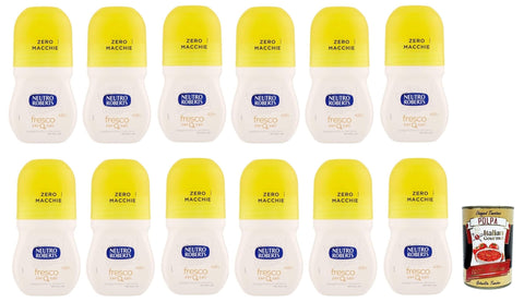 Neutro Roberts Deodorante Roll On Fresco, Ohne Aluminiumsalze, Keine Flecken, Zitrusduft aus Bergamotte und Ingwer, Deodorant für Männer und Frauen, 12x 50 ml italienisch Original