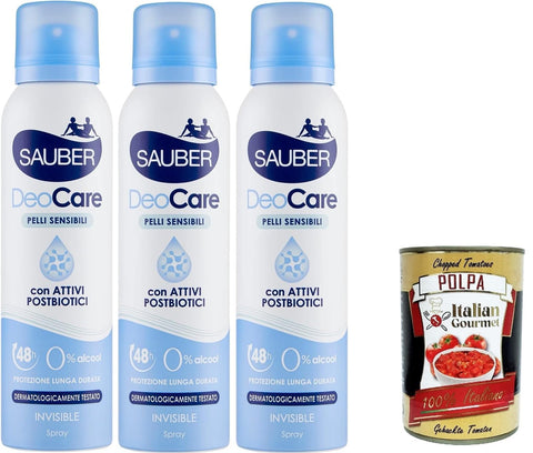 Italian Gourmet Deo Sauber Deodorante Deocare Spray, Deodorant Deocare Spray, empfindliche Haut 3x150 ml+ Italian Gourmet polpa 400g 8032804040014