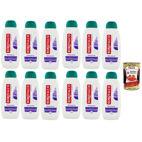 Borotalco Badeschaum für Körper, Duft Lavendel und Iris erfrischender Badeschaum, Borotalk Effekt auf der Haut Ideal für Damen und Herren Packung mit 12x 450 ml italienisch Original