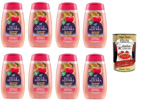 Italian Gourmet Duschgel Felce Azzurra Doccia Summer Bronze Anguria e Fico D'India Dusche Sommer Bronze Wassermelone und Kaktusfeige 8x250ml + Italian Gourmet polpa 400g 8032804040014
