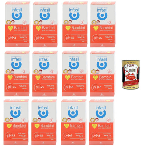 Infasil Detergente Intimo Bambini Alta Tollerabilità, Intimreiniger für Kinder Unter pädiatrischer Kontrolle 12x200ml Original italienisch Pflege