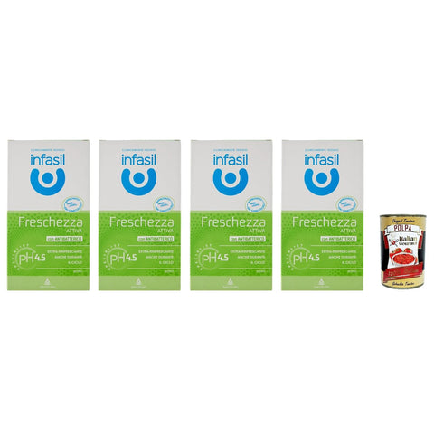 Infasil Detergente Intimo Freschezza Attiva,Intimreiniger Aktive Frische 4x 200 ml Duschgel italienisch Original