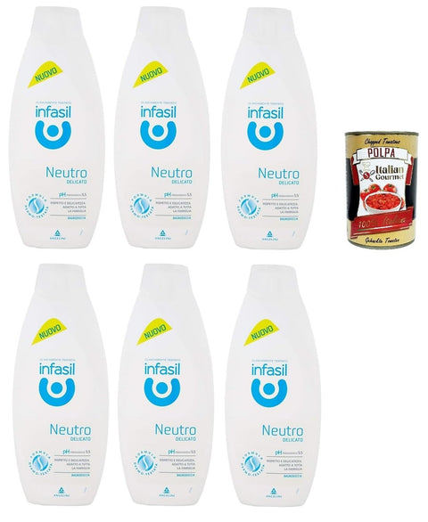 Italian Gourmet Duschgel Infasil Duschgel, neutral, sanft, klinisch getestet und hautfreundlich, Schaumbad 6x 500 ml + Italian Gourmet polpa 400g 8032804040014