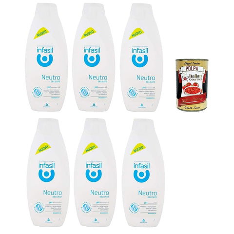 Infasil Duschgel neutral sanft klinisch getestet und hautfreundlich Schaumbad 6x500 ml italienisch Original + kostenlos polpa 400 g