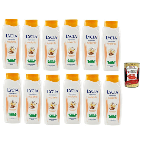 Lycia bagnodoccia nutriente con Burro di Katitè e Vaniglia Sheabutter und Vanille Schaumbäder Bades bath shower foam 12x750 ml italienisch Original Pastasauce +