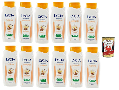 Lycia bagnodoccia nutriente con Burro di Katitè e Vaniglia Sheabutter und Vanille Schaumbäder Bades bath shower foam 12x750 ml italienisch Original Pastasauce +